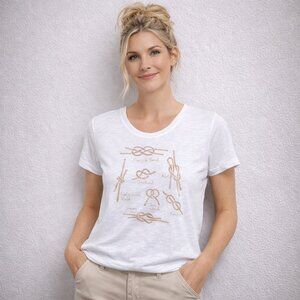 Talbots Women's Crewneck Tee with Sailing Knots Graphic - Size Petite L